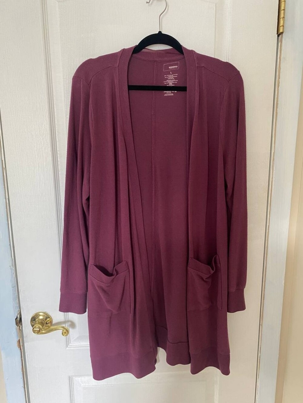 Kohl’s Sonoma Long Purple Cardigan with Pockets Size Large